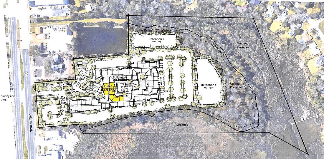 The site plan for the 253-unit Terrabella apartment community at 13723 Atlantic Blvd.
