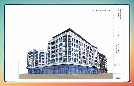A rendering of 200 Riverside, the 190-unit apartment development slated for construction along Riverside Avenue between 220 Riverside and Brooklyn Station.