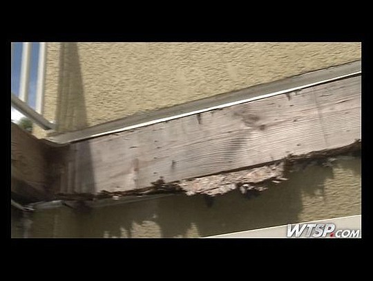 Damage caused by stucco problems on a residence built by KB Home.
