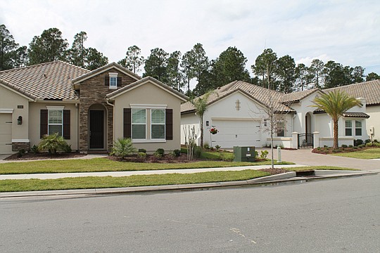 Part of the success of Tamaya's first neighborhood, Bella Nina, has been its consistent architectural theme and varied look. With 16 floorplans, three different elevations and added customization, no two homes look alike. Pictured here are two Juliett...