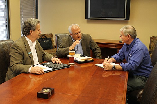 The Florida Home Builders Association's Sales and Marketing Council held its April quarterly meeting in Jacksonville. It's the first time it's been here, state Chairman Ron Harris said. Pictured are state SMC Vice Chairman Dale Roberts, Harris and adv...