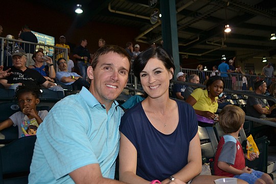NEFBA President Chet Skinner and his wife, Sarah, enjoy an evening at the ballpark with association friends and family.
