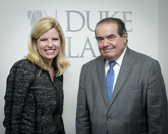 Circuit Judge Virginia Norton met U.S. Supreme Court Justice Antonin Scalia at Duke University School of Law.