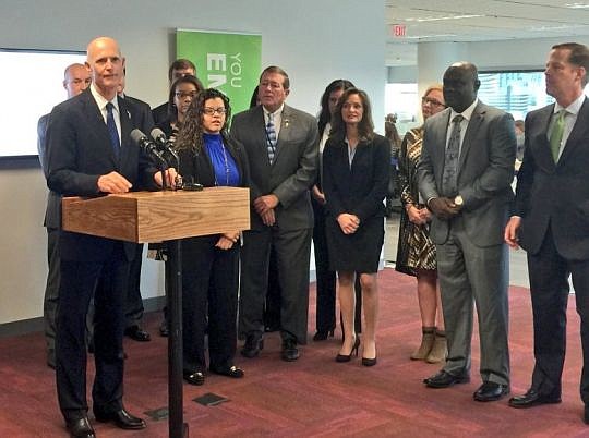 Gov. Rick Scott was in town Monday to announce the creation of 250 jobs by Fidelity National Information Services Inc., which recently acquired SunGard. Incentives for the deal passed City Council in November under code name "Project Revere."