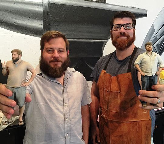 Adam Dukes, left, and Bryce Pfanenstiel created Forge 3D Printing Studio in 2013 to make products in 3-D and partnered with Staramba USA Corp. last year to photograph and manufacture figurines of sports figures, well-known characters and customers. He...