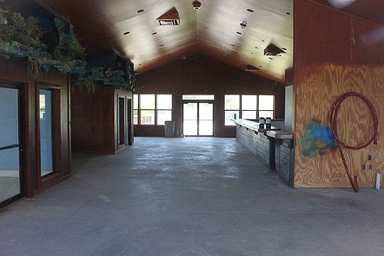A look inside the still-vacant building that occupies the site of the former Palms Fish Camp along Heckscher Drive. The city has reached a settlement with the former developer after years of litigation and now is looking to finish the project.
