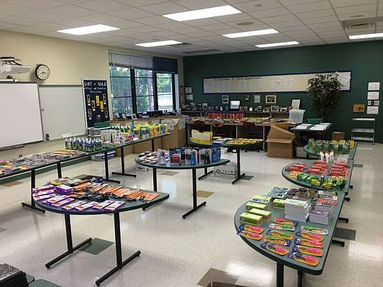 Main Street America Group provided a record amount of school supplies to Woodland Acres Elementary School in the eighth year of the partnership.