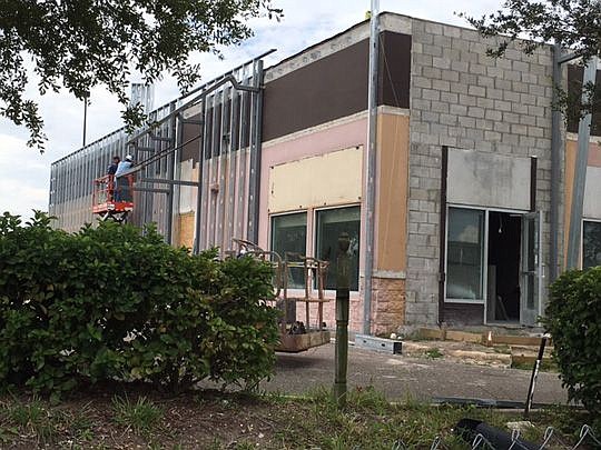 Work continues at Kernan Village on the area's first Jollibee restaurant.