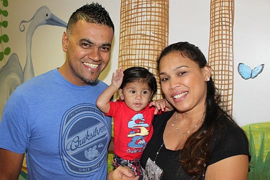 Sheldon Ramsingh and Sally Teesdale with their son, Zachary, are staying at the Ronald McDonald House.