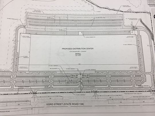 A site plan for the 1 million-square-foot distribution center planned in Cecil Commerce Center.