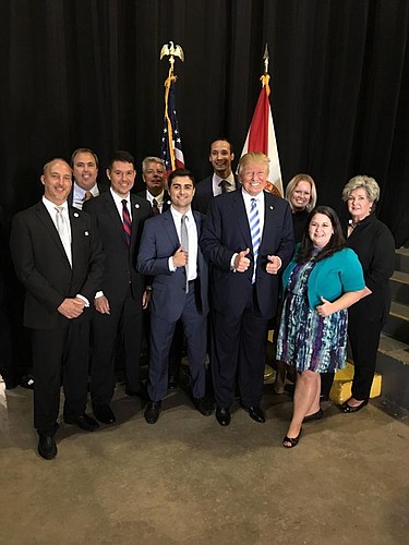 Right, Susie Wiles, a veteran Jacksonville-based political consultant, with Team Trump after a recent rally in Sarasota. Since September, Wiles served as Republican Donald Trump's campaign manager for the battleground state of Florida.