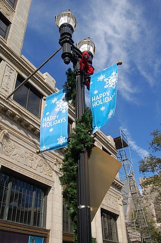 Downtown's new holiday decorations were in place Wednesday in time for Art Walk.