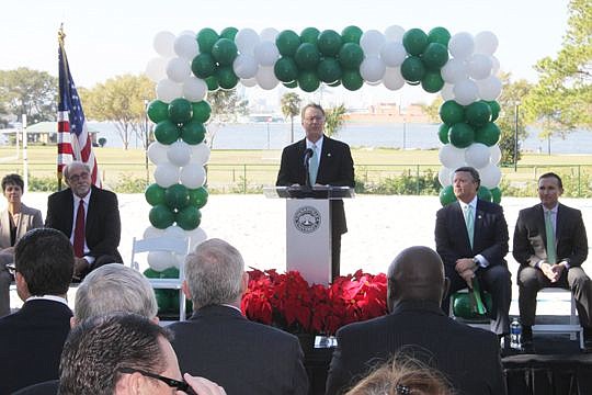 Jacksonville University Provost Donnie Horner was among several speakers who discussed the impact of Dolphin Pointe. The $18.5 million facility will create more than 500 jobs.