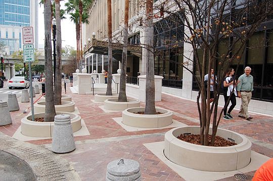 The sidewalk maintenance and renovation project at City Hall is finished except for a few final touches and the entrance to the building facing Hemming Park is again open to the public. In addition to improved steps and new columns at the Duval Street...