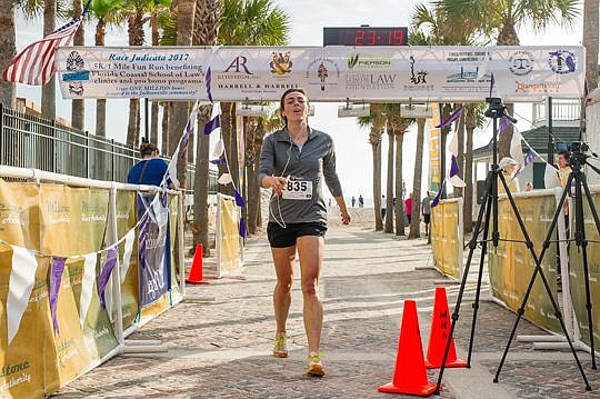 Jennifer Nisbett was the first woman to cross the finish line in the 2017 Florida Coastal School of Law Race Judicata 5K with a time of 23:16. The event is a fundraiser for the law school's pro bono programs.