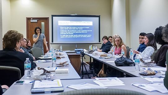 Jacksonville Bar Association members combined lunch and learning Tuesday at Wells Fargo Center when they participated in a seminar focused on post-conviction advocacy for survivors of human trafficking.