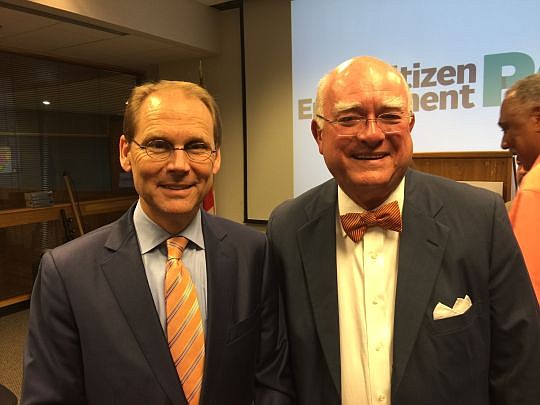 JCCI leaders Kevin Hyde and J.F. Bryan IV announced the Citizen Engagement Pact of Jacksonville on Wednesday.
