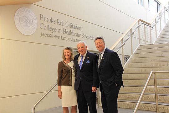 Beverly and Jack Keigwin with Jacksonville University President Tim Cost.