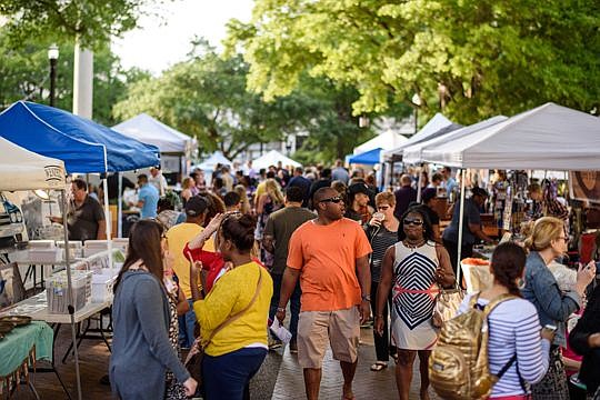 The monthly First Wednesday Art Walk is a staple of Hemming Park activities.