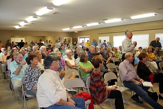 More than 100 Palm Coast residents opposed to HB 425 filled the Hammock Community Center on a Saturday night for a Town Hall meeting.