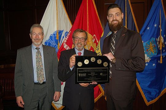 Fourth Judicial Circuit Administrative Judge Don Lester, Magistrate John Sampson and David Pelletier, project director for the Veterans Treatment Court Planning Initiative of Justice for Vets, an Alexandria, Va.-based nonprofit services provider.