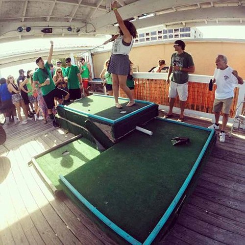 Restaurants and bars at Jacksonville Beach feature mini-golf courses for the annual Putt N' Crawl.