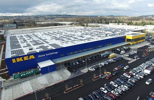 Ikea installed a 1.13 megawatt, 244,000-square-foot solar array on top of its Seattle-area store consisting of 3,268 panels. REC Solar designed the project. REC also is the contractor for the solar system at the Jacksonville Ikea.