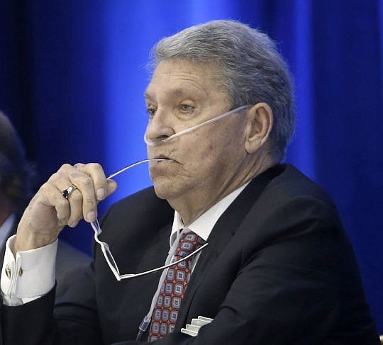 CSX Corp. CEO Hunter Harrison used an oxygen tank during the company's annual meeting in Richmond, Va. on Monday. (Photo by P. Kevin Morley)