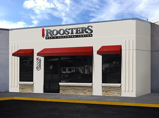A rendering of Roosters Men's Grooming Center to open at 2000 Hendricks Ave.