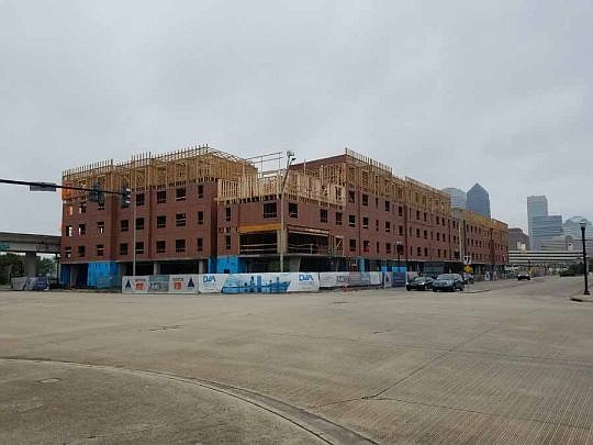 Construction continues at the Lofts of LaVilla as seen from Park and Water streets.