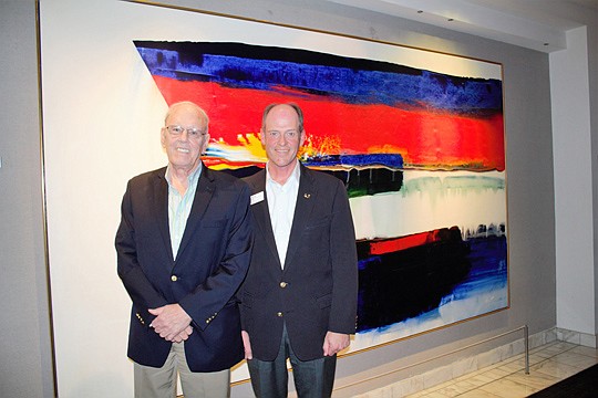 Preston Haskell, left, founder of The Haskell Co., and AIA Jacksonville Chapter President Christopher Allen at the chapter's January meeting where members toured Haskell's extensive collection of abstract expressionist art.