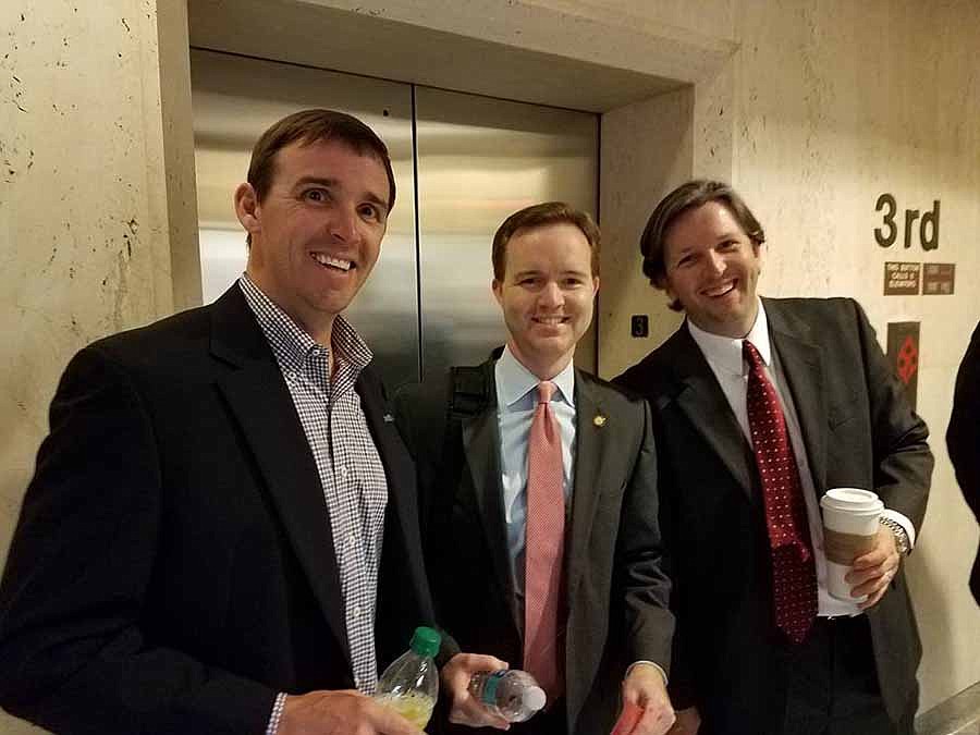 NEFBA past President Chet Skinner, Rep. Clay Yarbrough and NEFBA's Government Affairs Committee Chair Nate Day have a brief impromptu meeting between committee meetings.