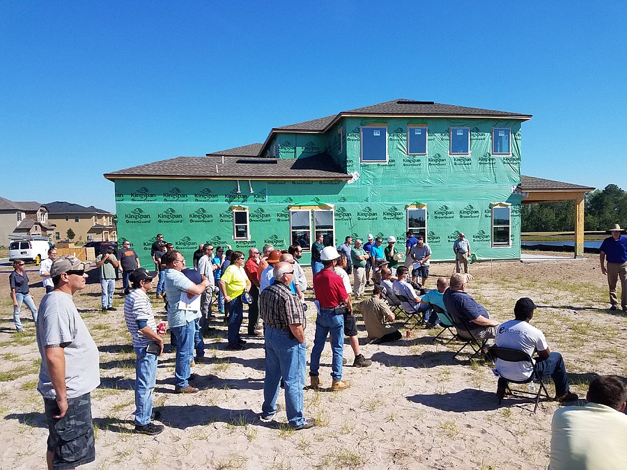 More than 100 construction workers attended fall-prevention training May 9.