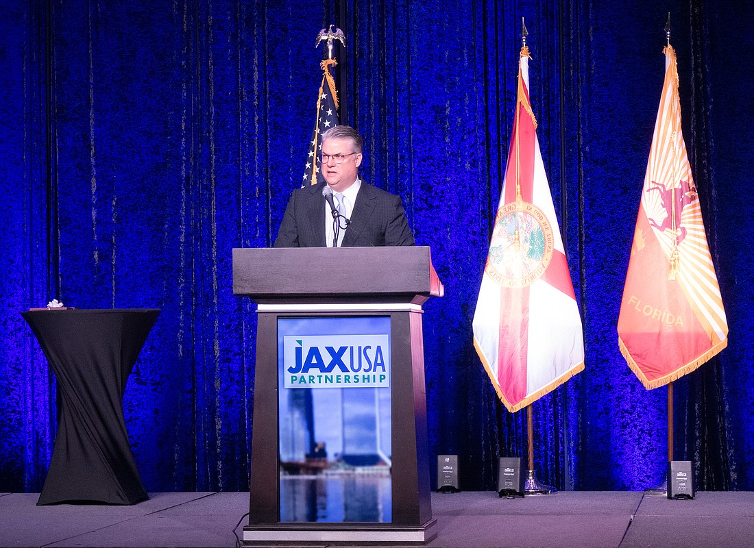 Mark Wallace, executive vice president of sales and marketing for Jacksonville-based CSX Corp., was the keynote speaker at the JAXUSA Partnership luncheon Dec. 10.