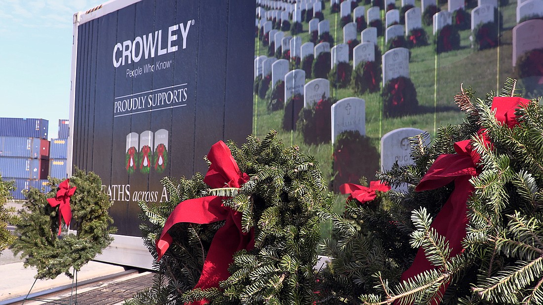 Crowley Maritime Corp. is shipping almost 13,000 wreaths that will be laid Dec. 14 at the gravesites of U.S. veterans in Jacksonville, Puerto Rico and other locations.