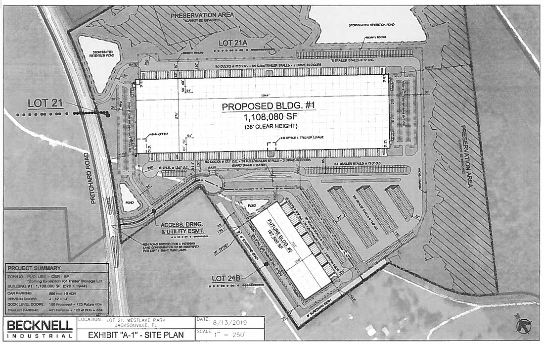 Becknell Industrial has development rights of 1.5 million square feet of space on a site it bought at Westlake Industrial Park.