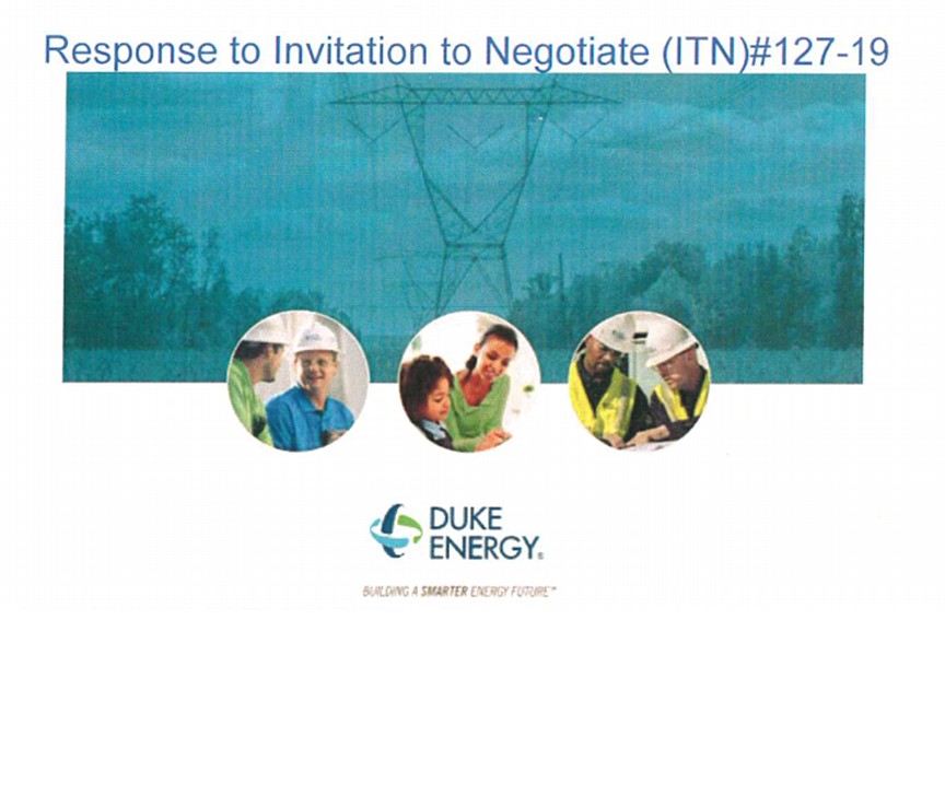 The top of the cover of the Duke Energy invitation to negotiate document.