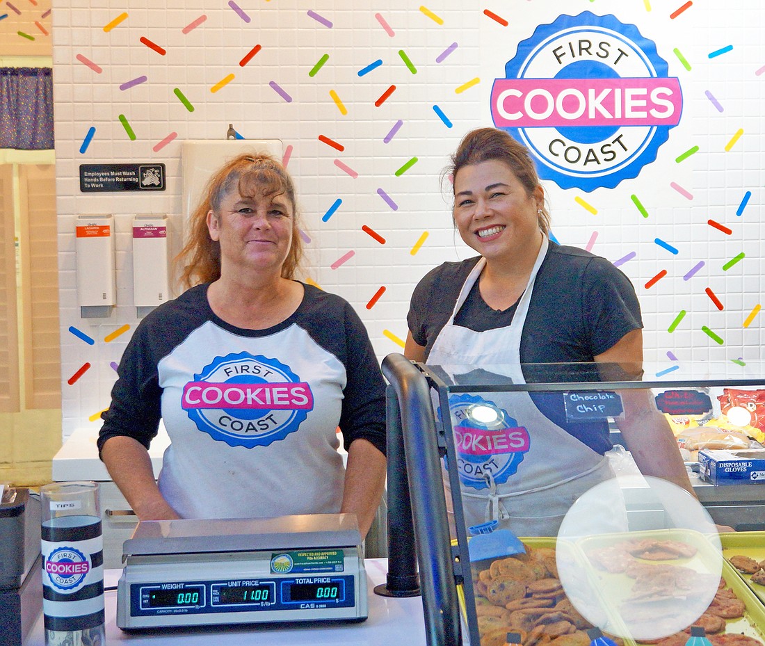 Michelle Rhoades, right, owned the Hana & Her Sister jewelry store at The Jacksonville Landing and launched First Coast Cookies at Regency Square Mall. She is with employee Deanna Maynard, who worked at Coastal Cookies.