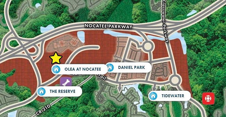The star indicates the location of Fleet Landing&#39;s proposed LifeCare community in Nocatee.