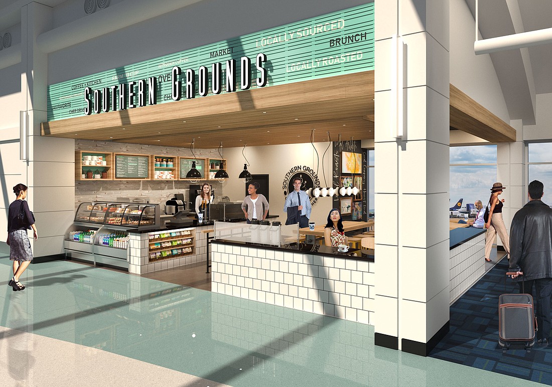 An artist&#39;s rendering of the Southern Grounds & Co. planned for Jacksonville International Airport.