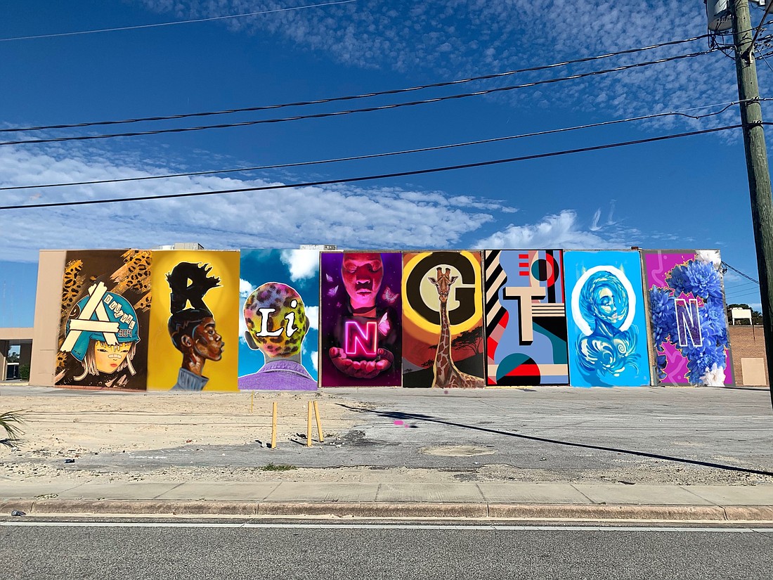 Artists&#39; renderings for The Wall at College Park. The mural is scheduled for completion by March on the Town & Country Shopping Center wall facing the Arlington Expressway.