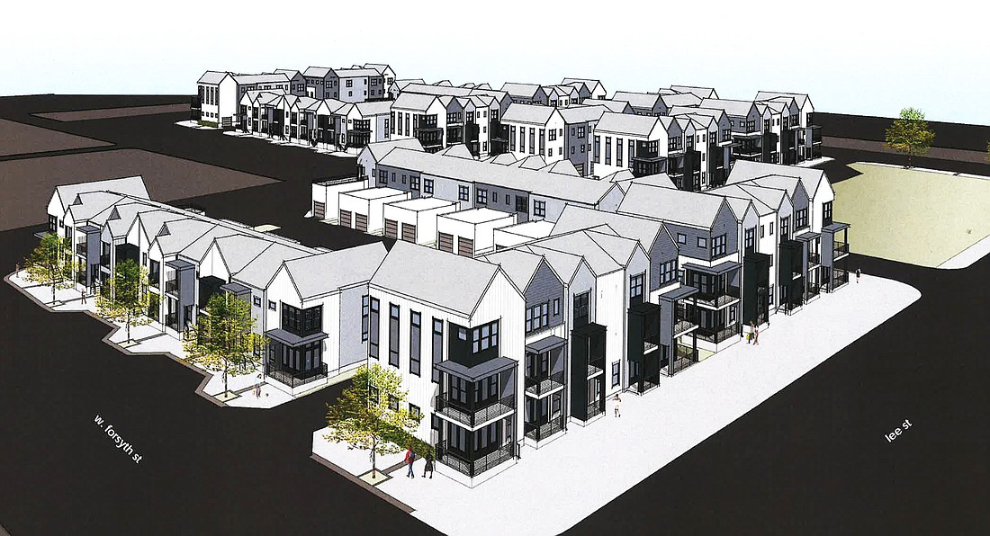 An artist&#39;s rendering of the LaVilla townhomes project.