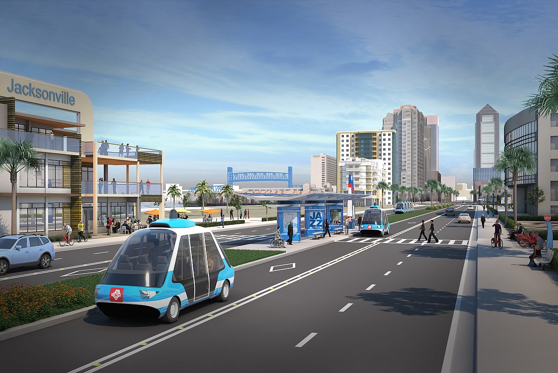 Phase I of the U2C is a 3-mile, ground-level loop for automated vehicles along Bay Street from the Skywayâ€™s Downtown Central Station to TIAA Bank Field.