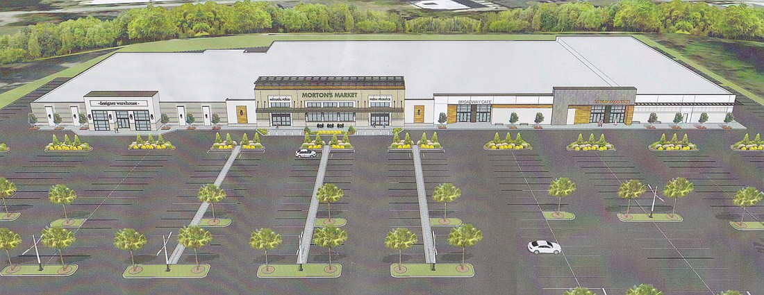 An artistâ€™s rendering of the renovated Kmart building at 9600 San Jose Blvd. Ash Properties acquired the property in 2015.