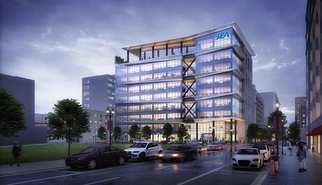 An artist&#39;s rendering of the new JEA headquarters near the Duval County Courthouse.