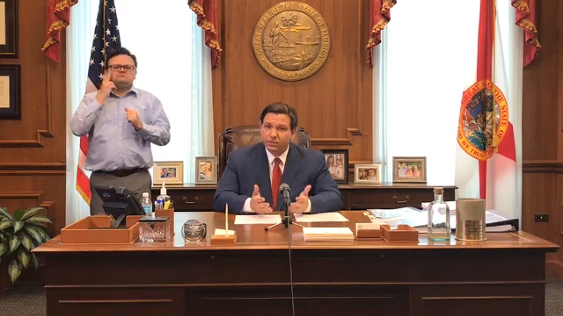 Gov. Ron DeSantis said his order is meant to â€œlimit movement and personal interaction outside the home.â€