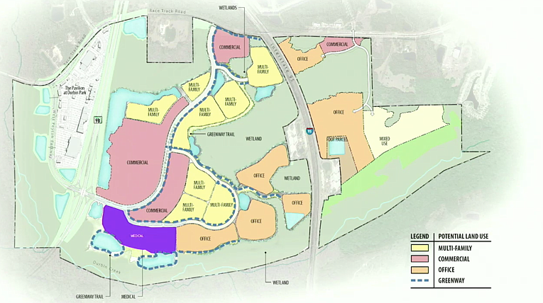 A Flagler Health+ medical campus  is planned for the area marked in purple.