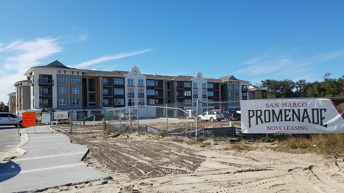 The San Marco Promenade apartments are under development at 1905 Promenade Way, west of Philips Highway between Mitchell Avenue and River Oaks Road at the edge of San Marco.