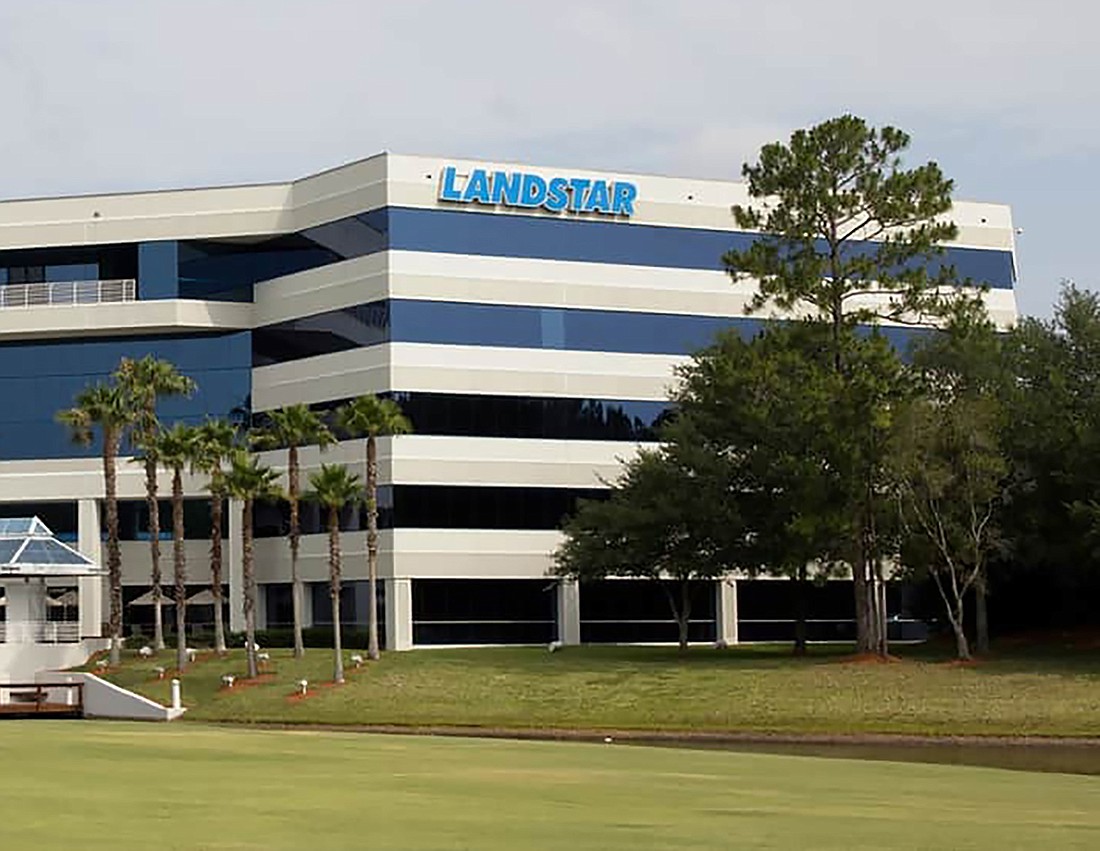The Landstar System headquarters at 13410 Sutton Park Drive S. overlooks the Windsor Parke Golf Club.