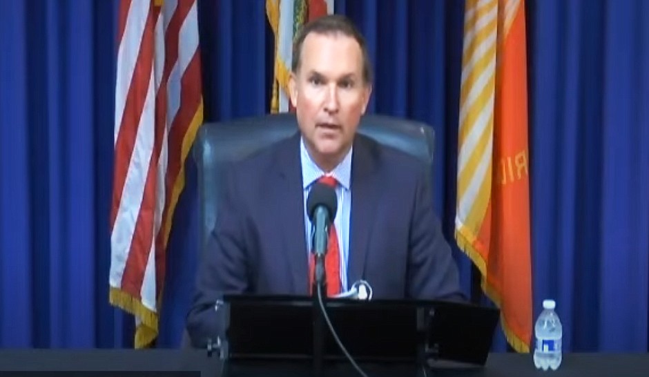 Jacksonville Mayor Lenny Curry conducts his virtual news conference April 30.